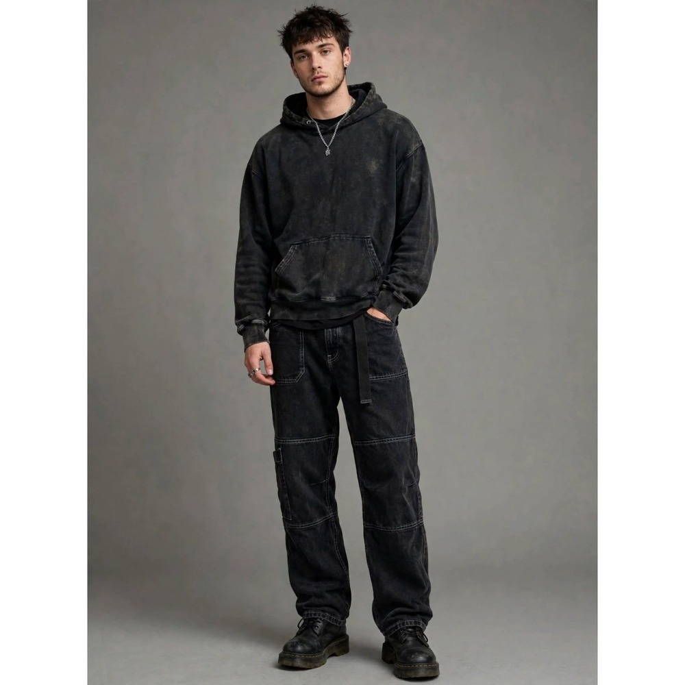 PacSun Men's Jeans Baggy Carpenter 34x32 Black Wash Grunge Punk Y2K Emo Exc